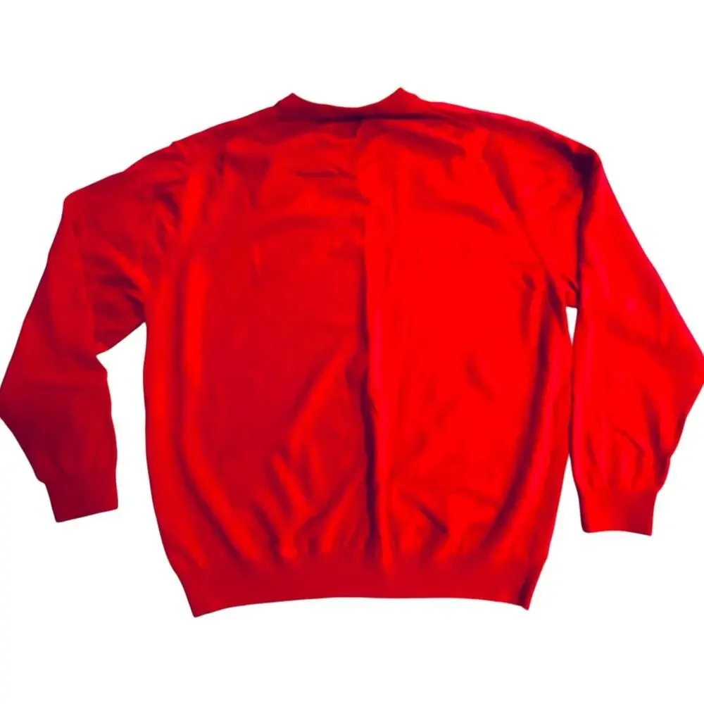 Turnbury Sweater Mens XL Red Extra Fine Merino Wool Pullover V Neck Classic